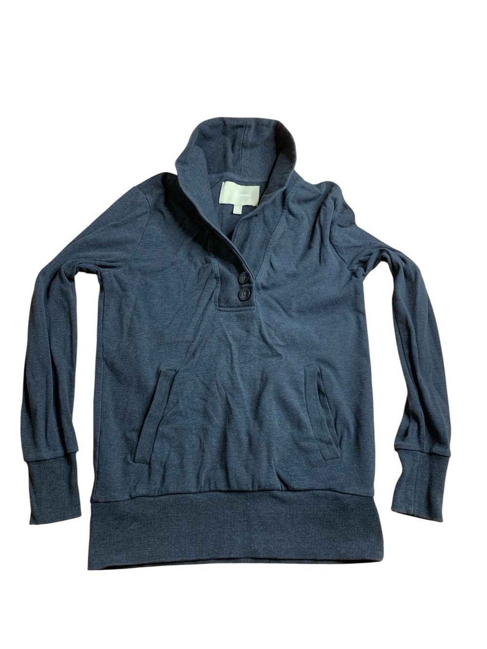 Banana Republic Grey Button-Front Funnel Neck Pullover - Size S P